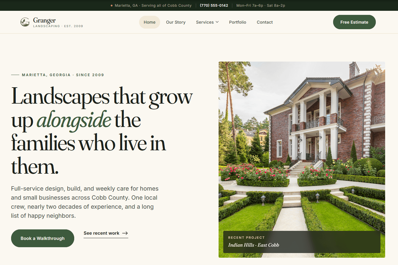 Granger Landscaping demo site preview