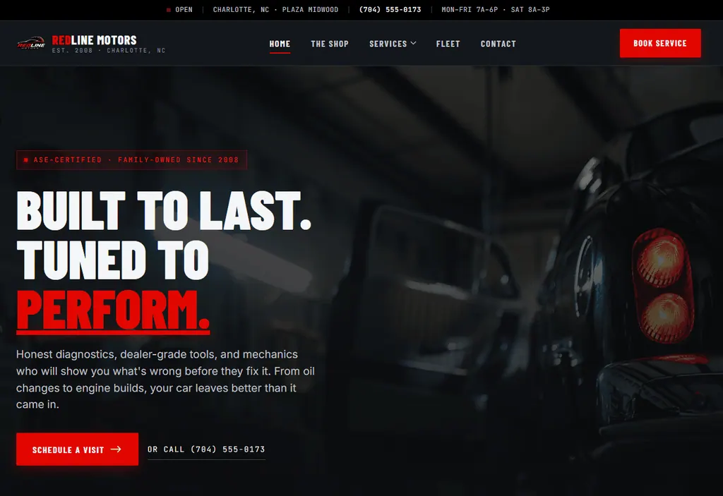 Redline Motors demo site preview