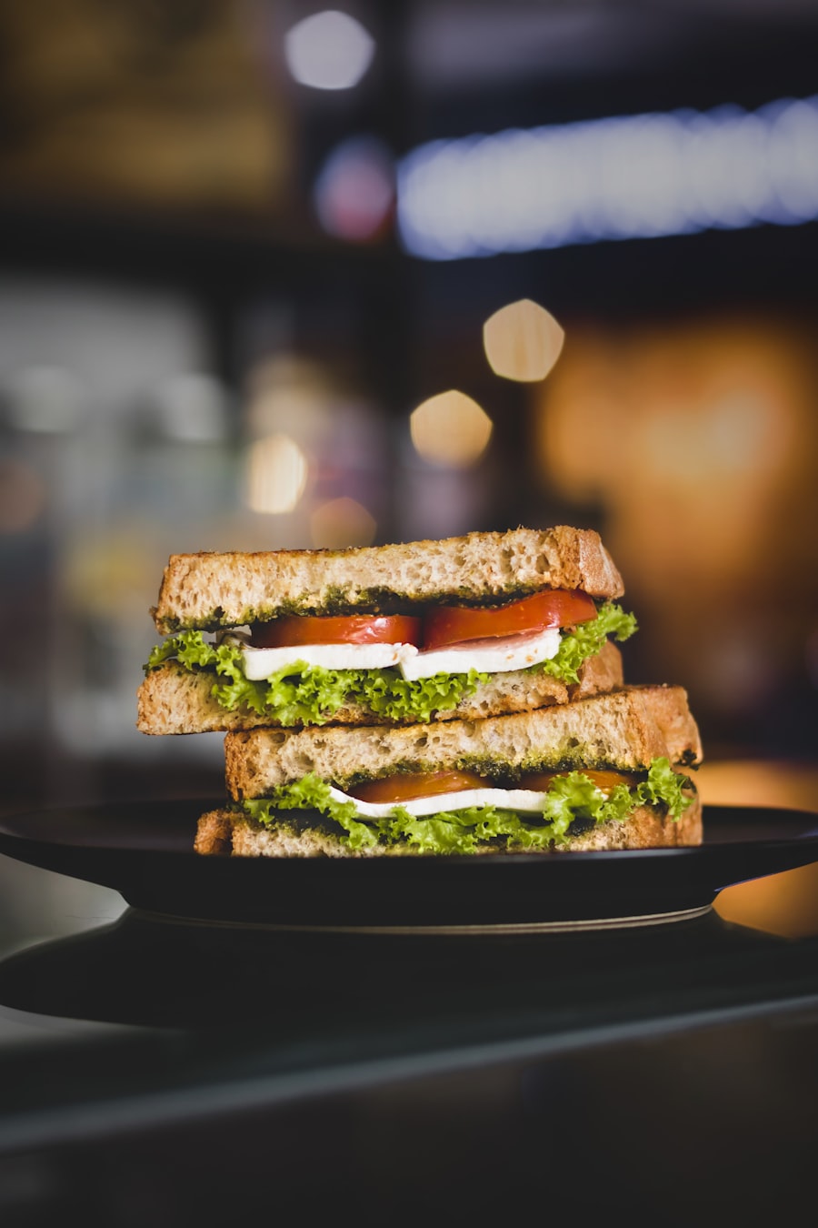 Sandwich and salad lunch plate