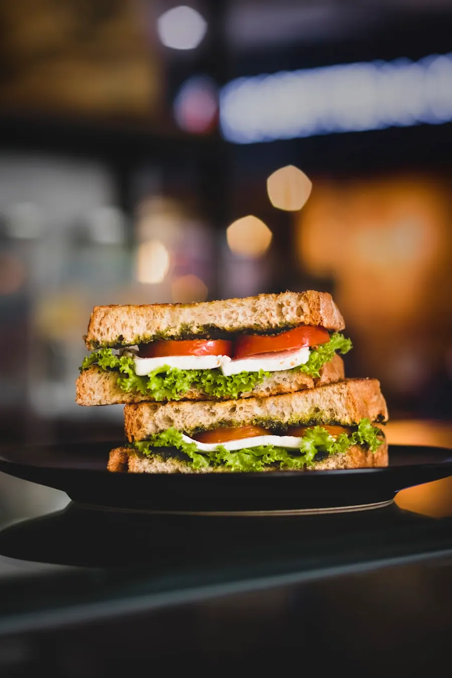 Sandwich and salad lunch plate